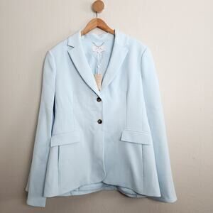 Pearl by Lela Rose Baby Blue Cape Blazer NWT Women's Plus Size 14 Stretch Crepe